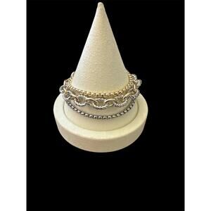 Two Tone 3 Strand Bracelet with Magnetic Closure - 8"